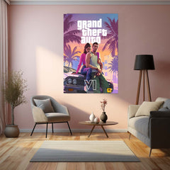 Grand Theft Auto VI Jason & Lucia Metal Poster | GTA 6 Official Artwork Gaming Wall Art