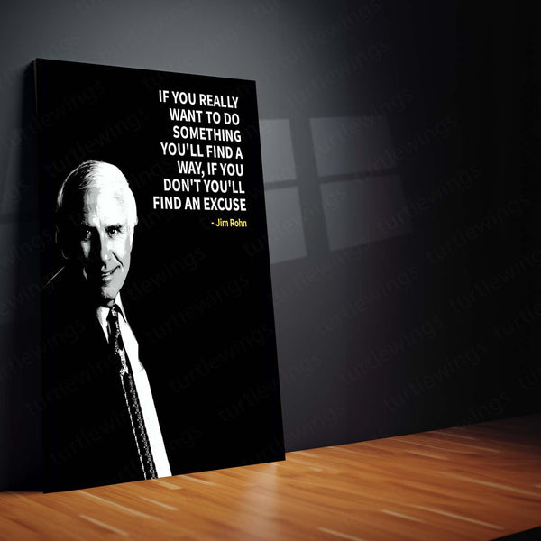 Quote Metal Poster | Jim Rohn – Find a Way or an Excuse Quote Metal Poster | Motivational Wall Frame