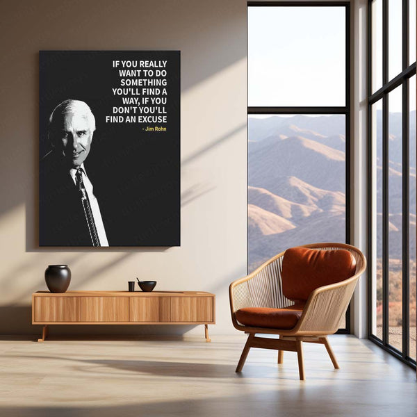 Quote Metal Poster | Jim Rohn – Find a Way or an Excuse Quote Metal Poster | Motivational Wall Frame