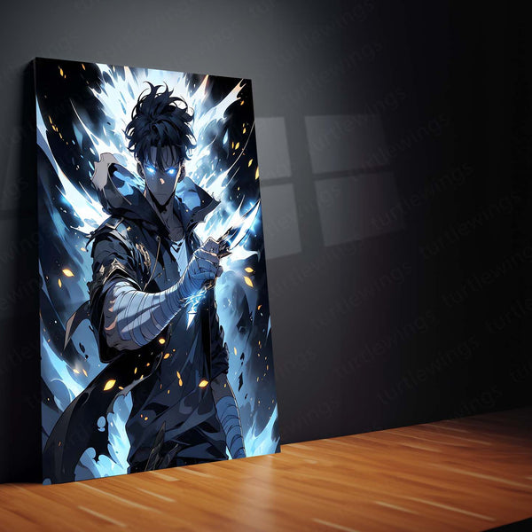 Anime metal poster | Sung Jin-Woo – Solo Leveling Metal Poster | Shadow Monarch Anime Wall Frame