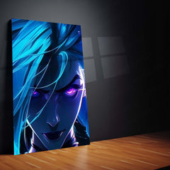 Game Metal Poster Set of 9 | Jinx Metal | Arcane League of Legends Wall Art | Blue & Purple Jinx 9 Panel Metal Print