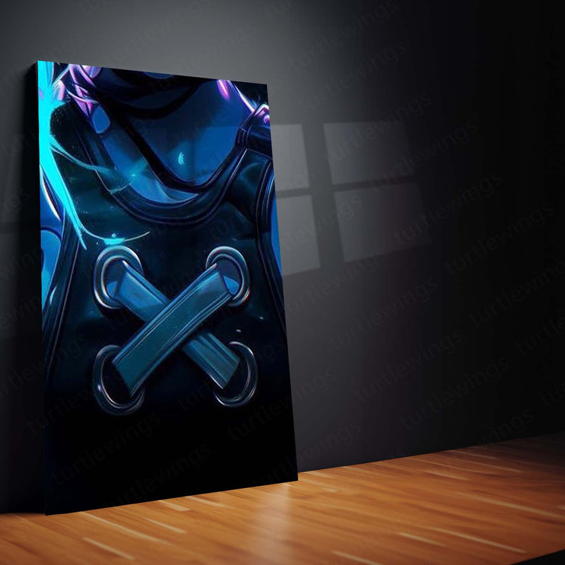 Game Metal Poster Set of 9 | Jinx Metal | Arcane League of Legends Wall Art | Blue & Purple Jinx 9 Panel Metal Print