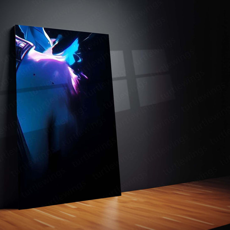Game Metal Poster Set of 9 | Jinx Metal | Arcane League of Legends Wall Art | Blue & Purple Jinx 9 Panel Metal Print