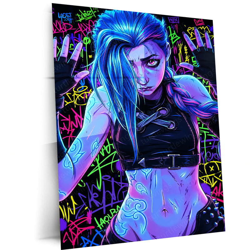 Anime Metal Poster | Jinx Arcane Graffiti Wall Art
