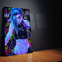 Anime Metal Poster | Jinx Arcane Graffiti Wall Art