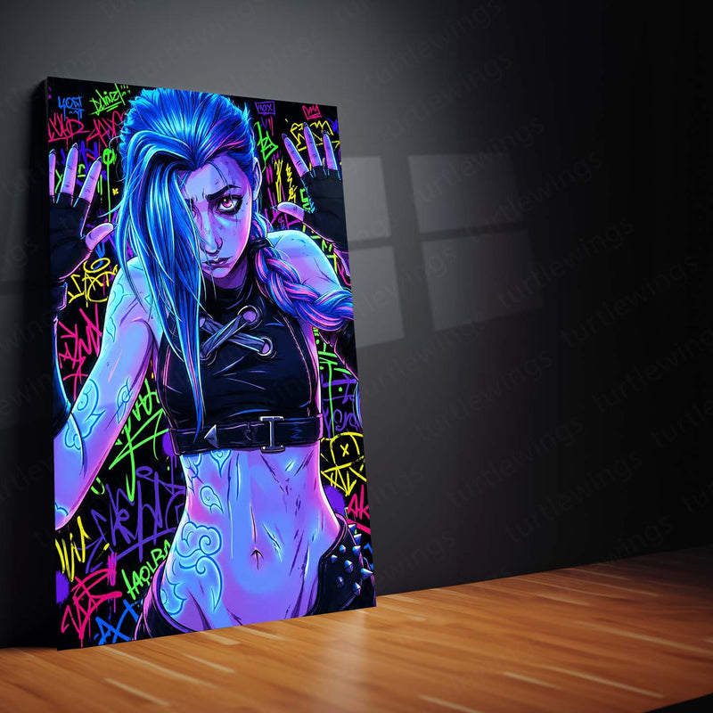 Anime Metal Poster | Jinx Arcane Graffiti Wall Art