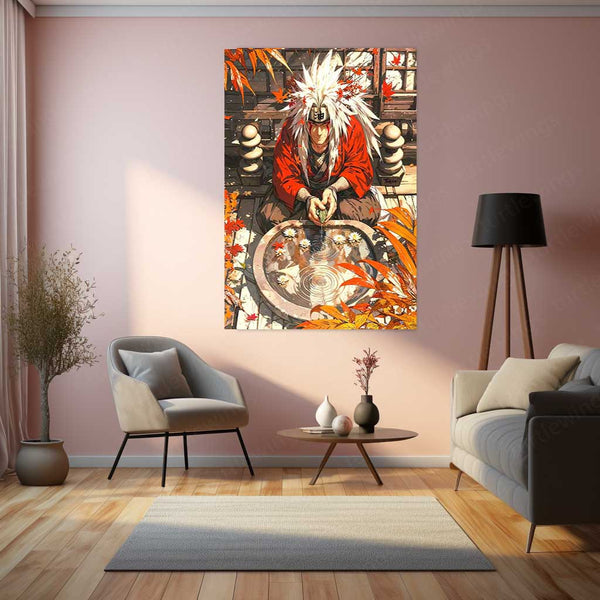 Jiraiya Autumn Reflection – Naruto Metal Poster | Legendary Sannin Wall Frame