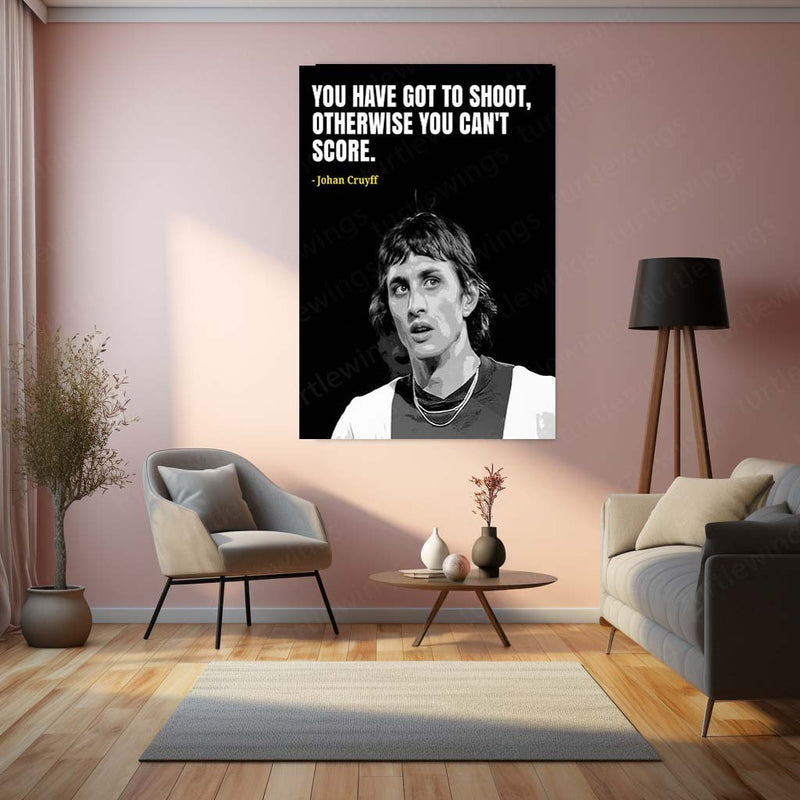 Quote Metal Poster | Johan Cruyff – Motivational Quote Metal Poster | Soccer Legend Wall Frame