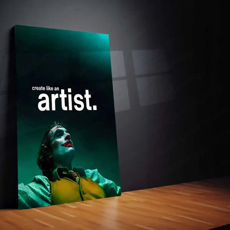 Quote Metal Poster | Joker | “Create Like an Artist.” | Dark Creative Mindset Metal Poster - TURTLEWINGS 