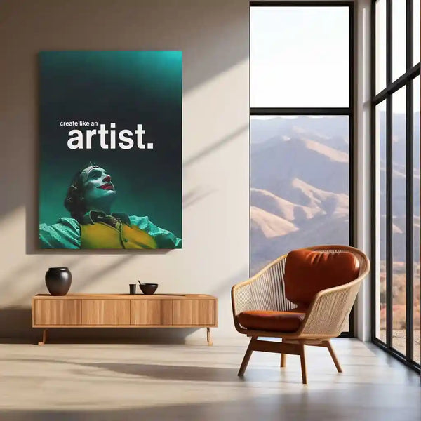 Quote Metal Poster | Joker | “Create Like an Artist.” | Dark Creative Mindset Metal Poster - TURTLEWINGS 