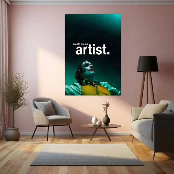 Quote Metal Poster | Joker | “Create Like an Artist.” | Dark Creative Mindset Metal Poster - TURTLEWINGS 