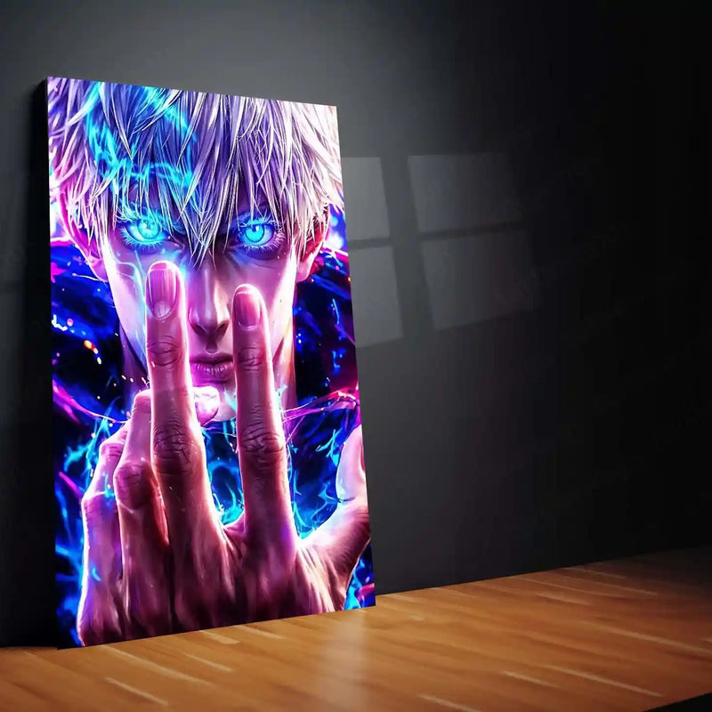 Anime Metal Poster | Jujutsu Kaisen – Cursed Focus | Anime Power Metal Frame | Unleashed Sorcery & Dominant Mindset Wall Art - TURTLEWINGS 