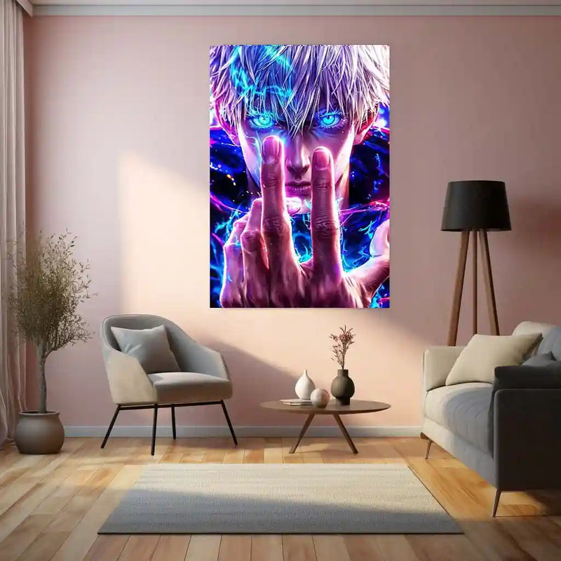 Anime Metal Poster | Jujutsu Kaisen – Cursed Focus | Anime Power Metal Frame | Unleashed Sorcery & Dominant Mindset Wall Art - TURTLEWINGS 
