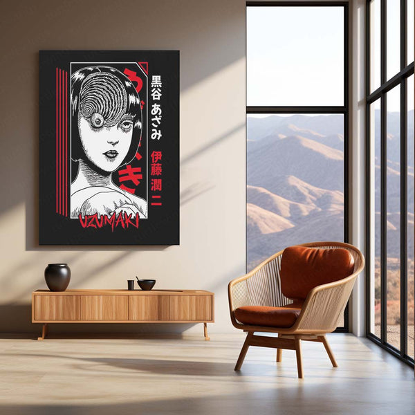 Junji Ito – Spiral Horror (Uzumaki) Metal Poster | Japanese Horror Manga Wall Frame