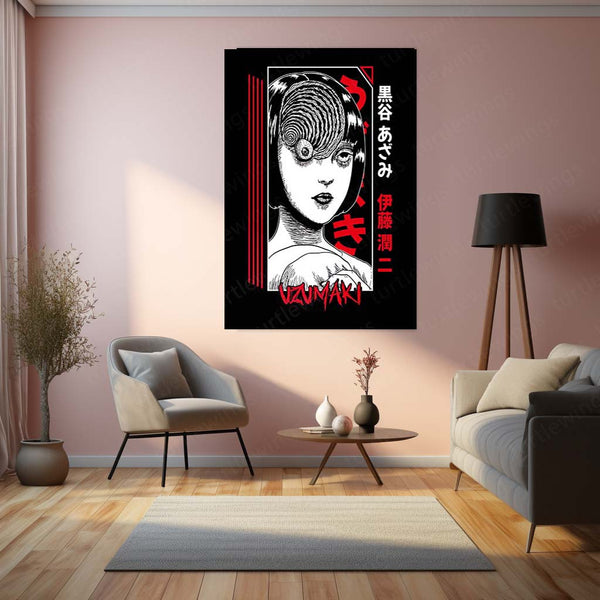 Junji Ito – Spiral Horror (Uzumaki) Metal Poster | Japanese Horror Manga Wall Frame