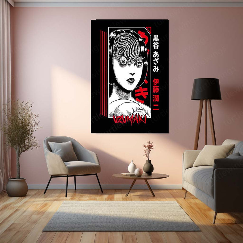 Junji Ito – Spiral Horror (Uzumaki) Metal Poster | Japanese Horror Manga Wall Frame