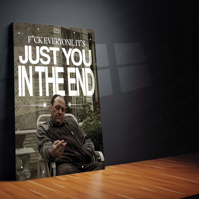 Just You In The End – Emotional Minimalist Metal Frame | Solitude & Reflection Wall Art | Moody Aesthetic Poster