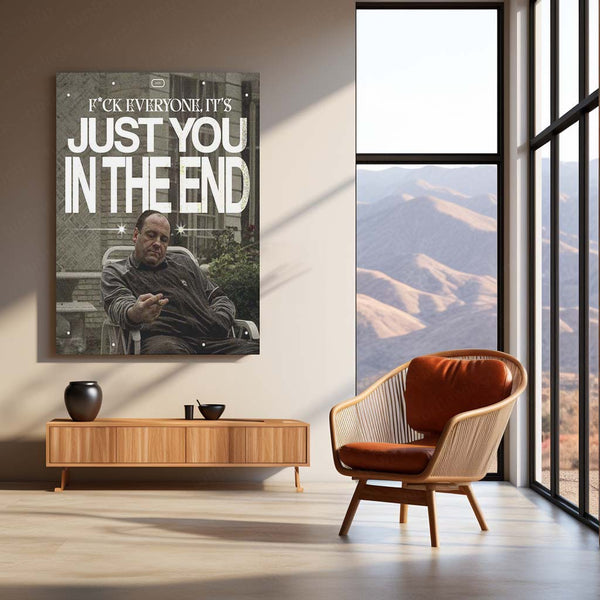 Just You In The End – Emotional Minimalist Metal Frame | Solitude & Reflection Wall Art | Moody Aesthetic Poster