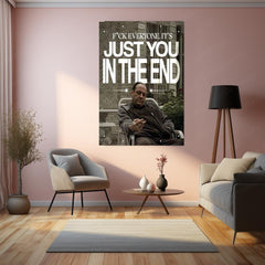 Just You In The End – Emotional Minimalist Metal Frame | Solitude & Reflection Wall Art | Moody Aesthetic Poster