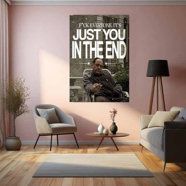 Just You In The End – Emotional Minimalist Metal Frame | Solitude & Reflection Wall Art | Moody Aesthetic Poster