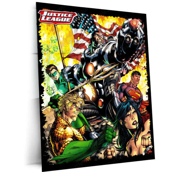 Justice League – United Heroes Metal Poster | DC Comics Superhero Wall Frame