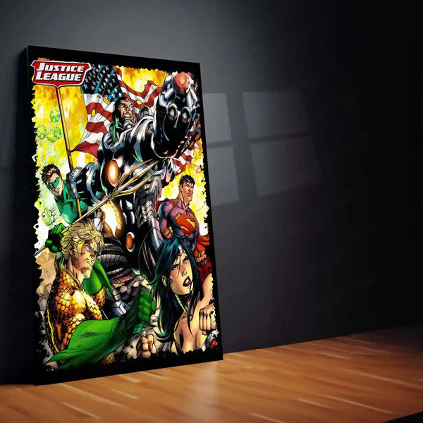 Justice League – United Heroes Metal Poster | DC Comics Superhero Wall Frame