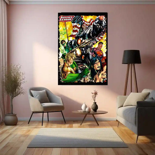 Justice League – United Heroes Metal Poster | DC Comics Superhero Wall Frame