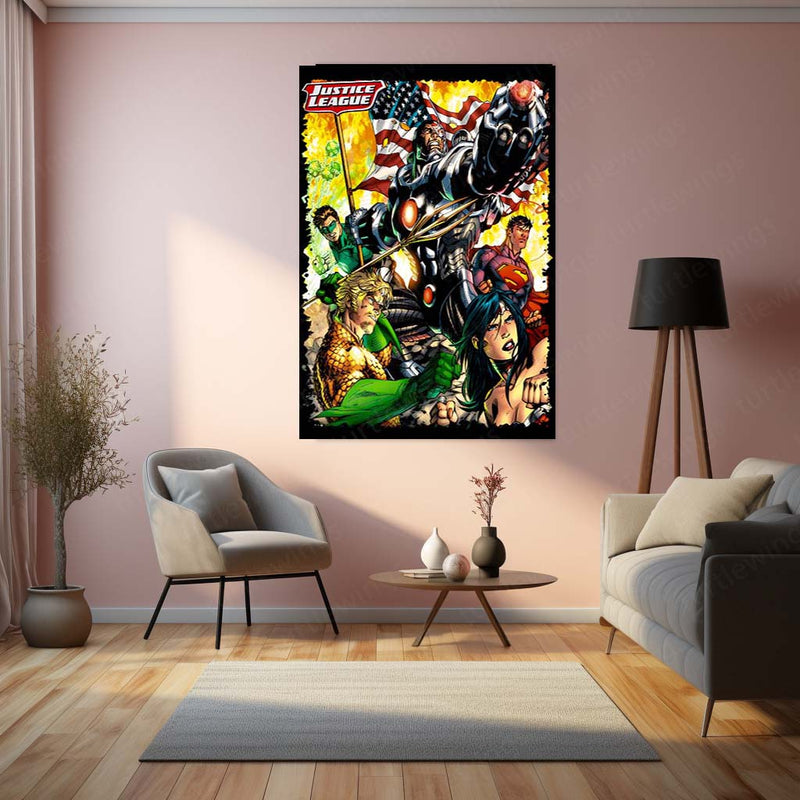 Justice League – United Heroes Metal Poster | DC Comics Superhero Wall Frame