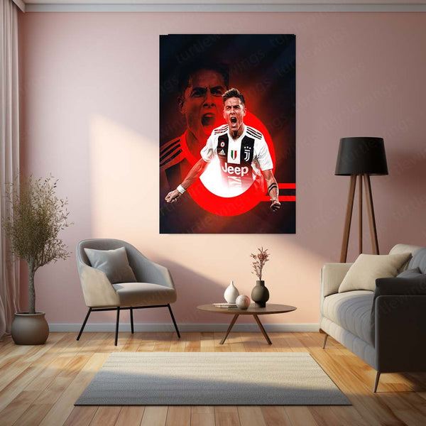 Juventus Player – Black & White Kit with Jeep & 3 Gold Stars – Metal Frame | Italian Football Wall Art - TURTLEWINGS 