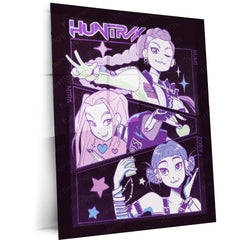 Anime Metal Poster | Huntrix Anime Girls – K-Pop Demon Hunter Inspired Metal Poster | Fantasy Wall Frame