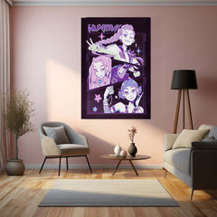 Anime Metal Poster | Huntrix Anime Girls – K-Pop Demon Hunter Inspired Metal Poster | Fantasy Wall Frame