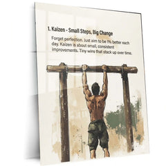 Quote Metal Poster | Kaizen – Small Steps, Big Change | Discipline & Growth Metal Frame - TURTLEWINGS 