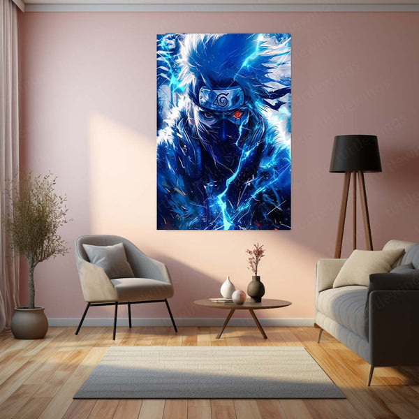 Anime Metal Poster | Kakashi Hatake – The Copy Ninja of Konoha | Lightning Edge Metal Frame Poster