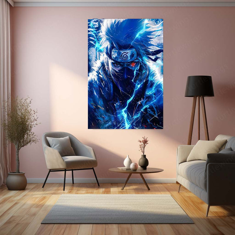 Anime Metal Poster | Kakashi Hatake – The Copy Ninja of Konoha | Lightning Edge Metal Frame Poster