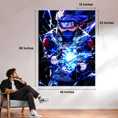Anime Metal Poster Set of 9 | Naruto Shippuden | Kakashi Hatake Anime Wall Art | Sharingan Chidori 9 Panel Metal Print | Copy Ninja Decor