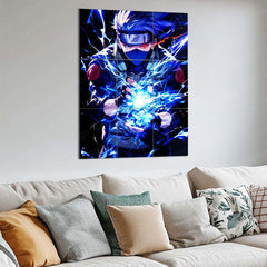 Anime Metal Poster Set of 9 | Naruto Shippuden | Kakashi Hatake Anime Wall Art | Sharingan Chidori 9 Panel Metal Print | Copy Ninja Decor