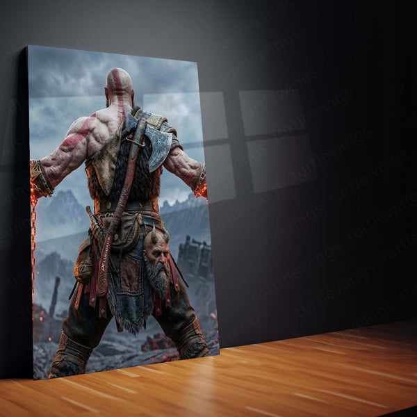 Game Metal Poster Set of 3 | God of War | Kratos Blades of Chaos Battle Triptych Wall Art – product image 4