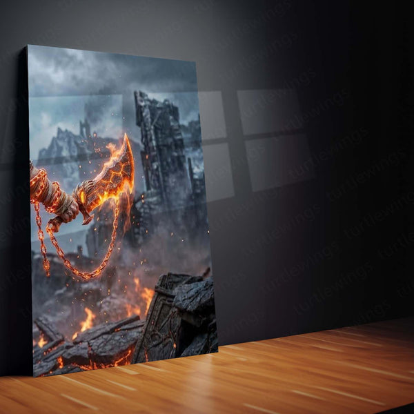 Game Metal Poster Set of 3 | God of War | Kratos Blades of Chaos Battle Triptych Wall Art – product image 5
