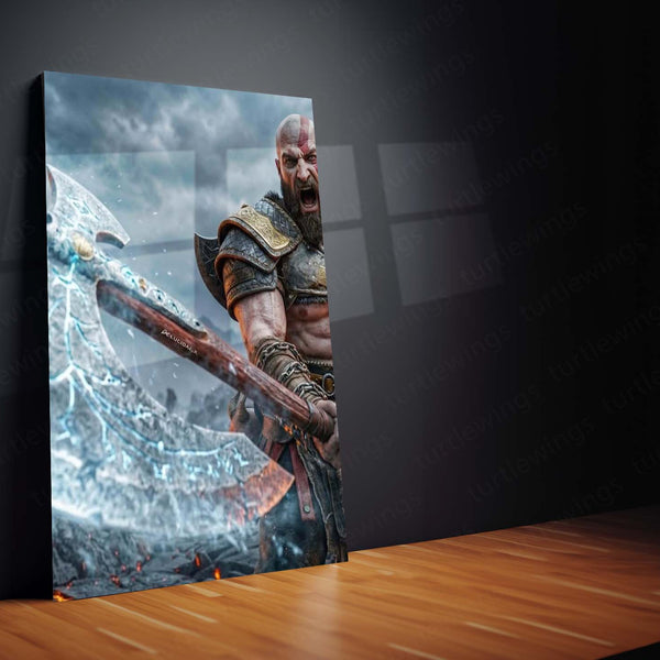 Game Metal Poster Set of 3 | God of War | Kratos Leviathan Axe Battle Triptych Wall Art – product image 4