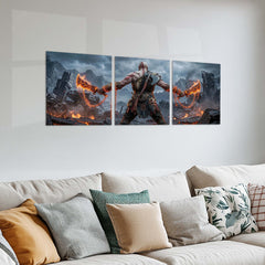 Game Metal Poster Set of 3 | God of War | Kratos Blades of Chaos Battle Triptych Wall Art – product image 2