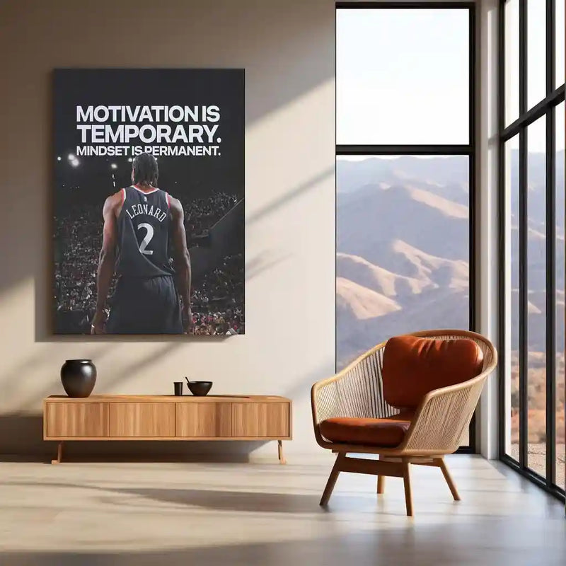 Quote Metal Poster | Kawhi Leonard – MOTIVATION IS TEMPORARY. MINDSET IS PERMANENT. Quote Metal Frame | Basketball Motivation Metal Frame Wall Art - TURTLEWINGS 