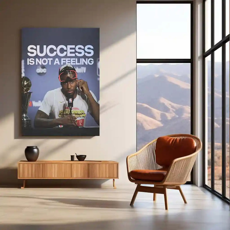 Quote Metal Poster | Kawhi Leonard – “SUCCESS IS NOT A FEELING” Quote | Basketball Mindset Metal Frame Wall Art - TURTLEWINGS 