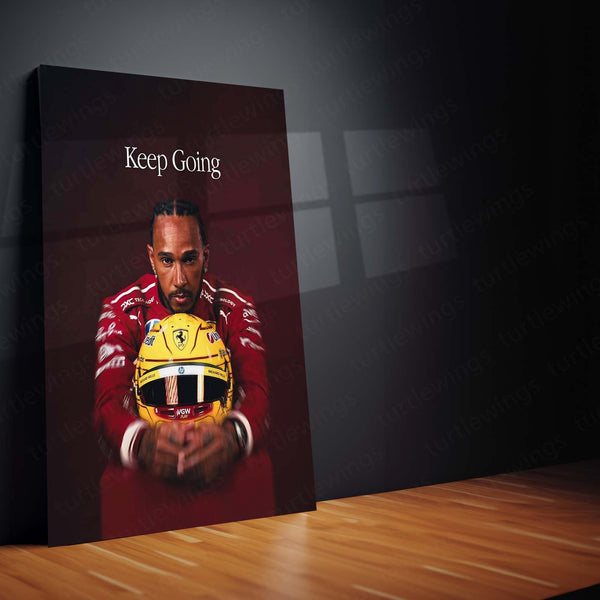 Keep Going – Lewis Hamilton Ferrari F1 Motivational Metal Frame - TURTLEWINGS 