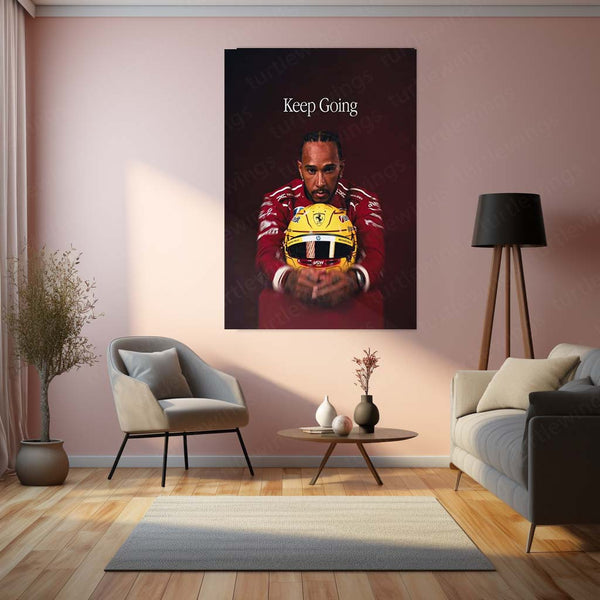 Keep Going – Lewis Hamilton Ferrari F1 Motivational Metal Frame - TURTLEWINGS 
