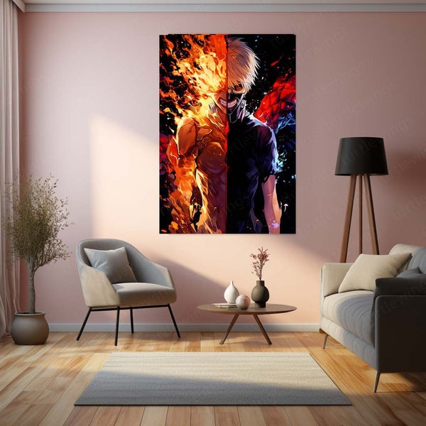Anime Metal Poster | Tokyo Ghoul – Ken Kaneki Shadow Metal Poster | Dark Anime Wall Frame 03
