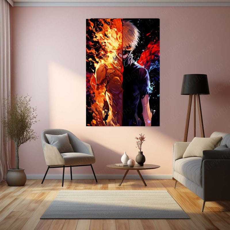 Anime Metal Poster | Tokyo Ghoul – Ken Kaneki Shadow Metal Poster | Dark Anime Wall Frame 03