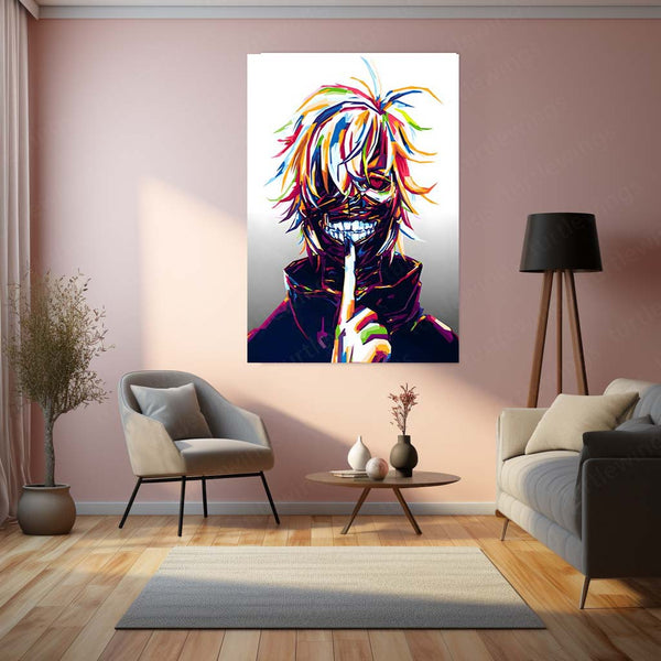 Anime Metal Poster | Tokyo Ghoul – Ken Kaneki Shadow Metal Poster | Dark Anime Wall Frame 04