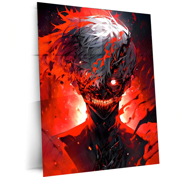 Anime Metal Poster | Tokyo Ghoul – Ken Kaneki Shadow Metal Poster | Dark Anime Wall Frame 05