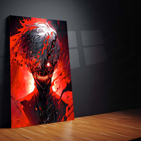Anime Metal Poster | Tokyo Ghoul – Ken Kaneki Shadow Metal Poster | Dark Anime Wall Frame 05