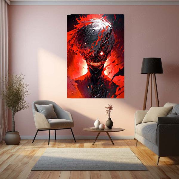 Anime Metal Poster | Tokyo Ghoul – Ken Kaneki Shadow Metal Poster | Dark Anime Wall Frame 05